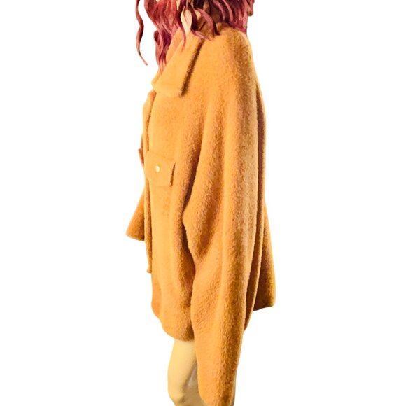 Bucketlist Women's Super‎ Soft Fur Shacket Large Camel Normcore Fall Fashion - Picture 7 of 11